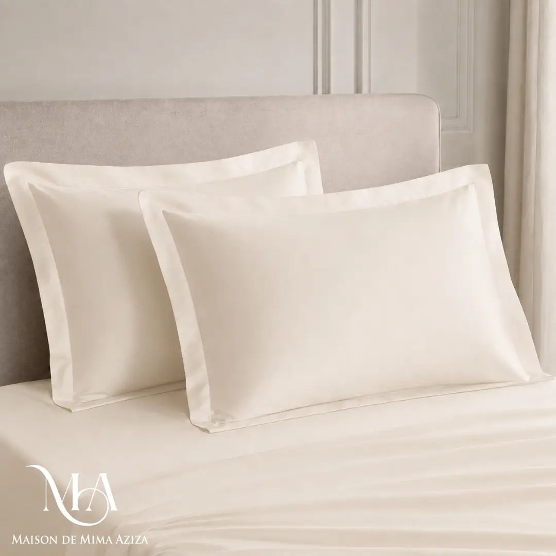 Lot de 2 Taies D'oreiller en Satin de Coton Premium 285 TC