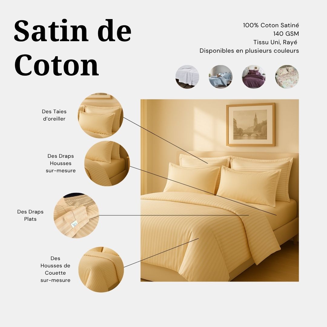 Parure de lit en satin de coton