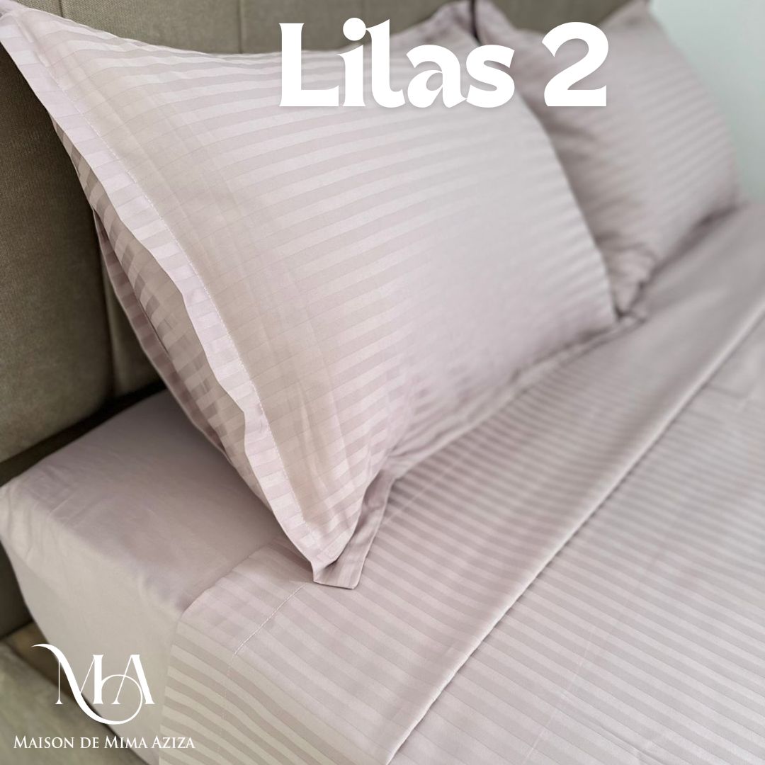 Parure de lit satin de coton Lilas 2