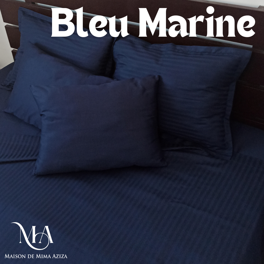 Parure de lit satin de coton Bleu Marine