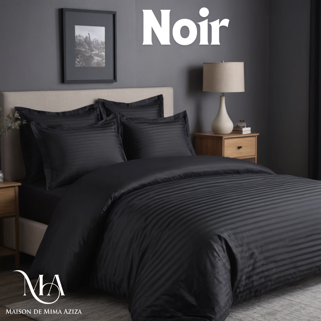 Parure de lit satin de coton Noir