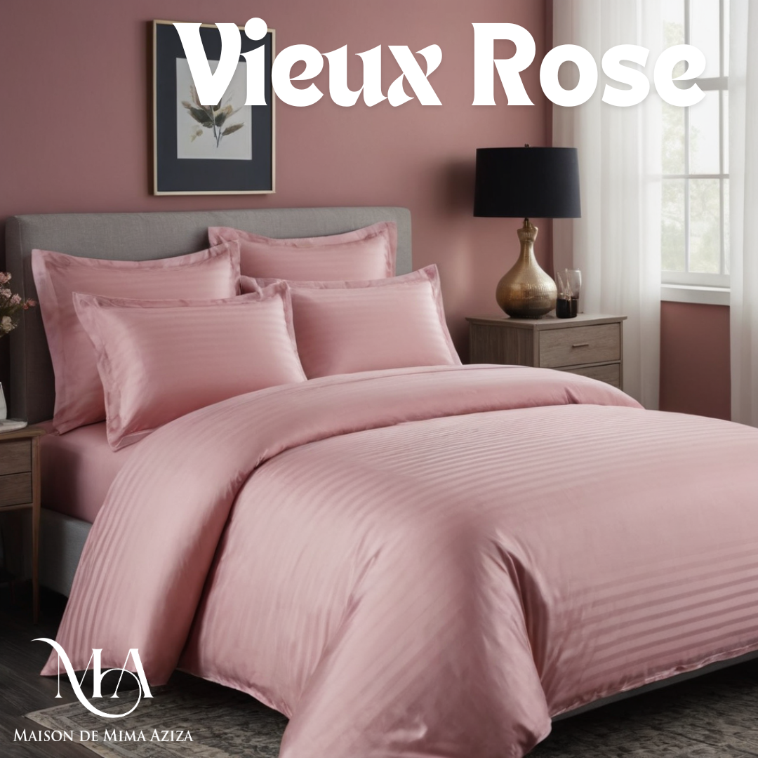 Parure de lit satin de coton Vieux Rose