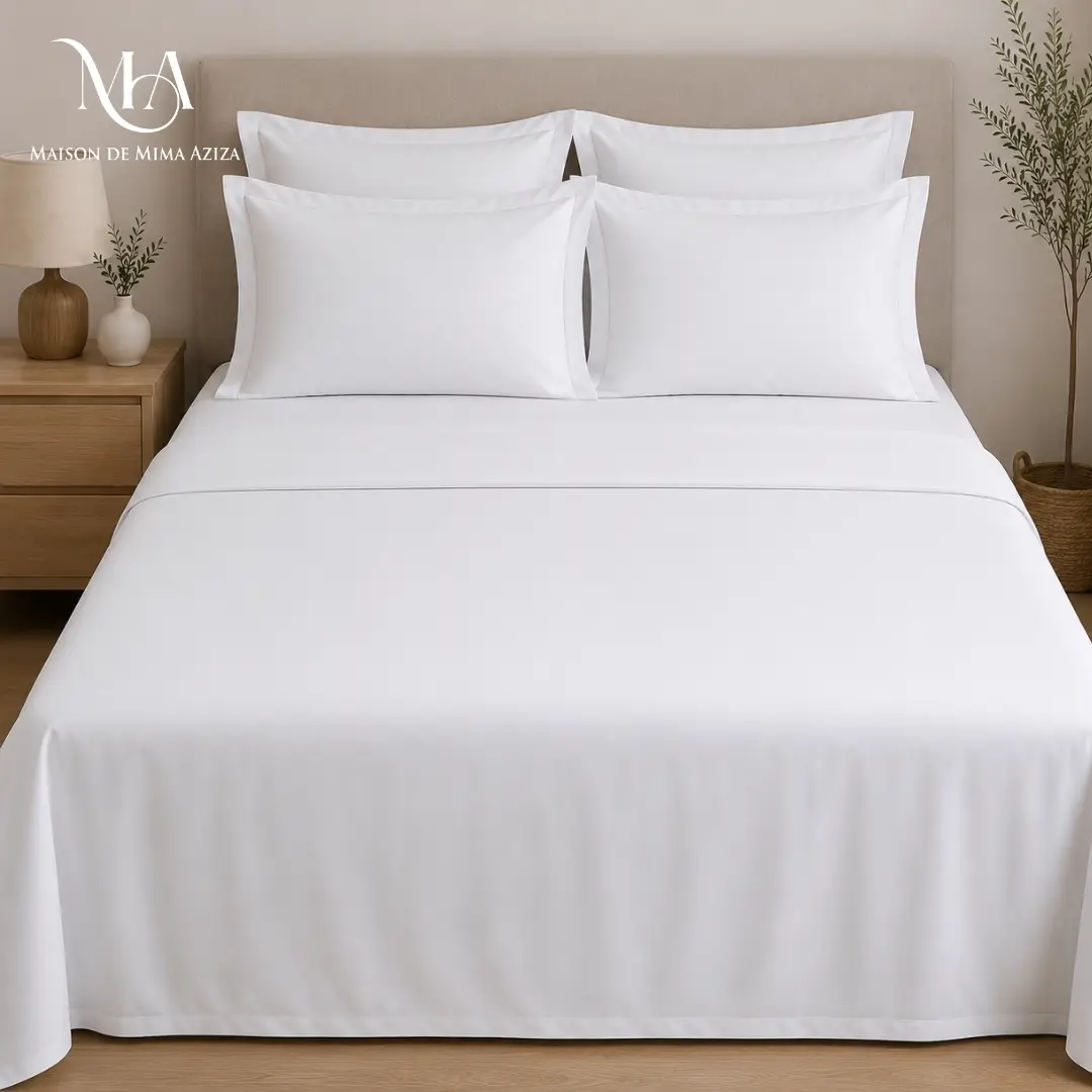 Parure de lit en Poly-Coton Blanc