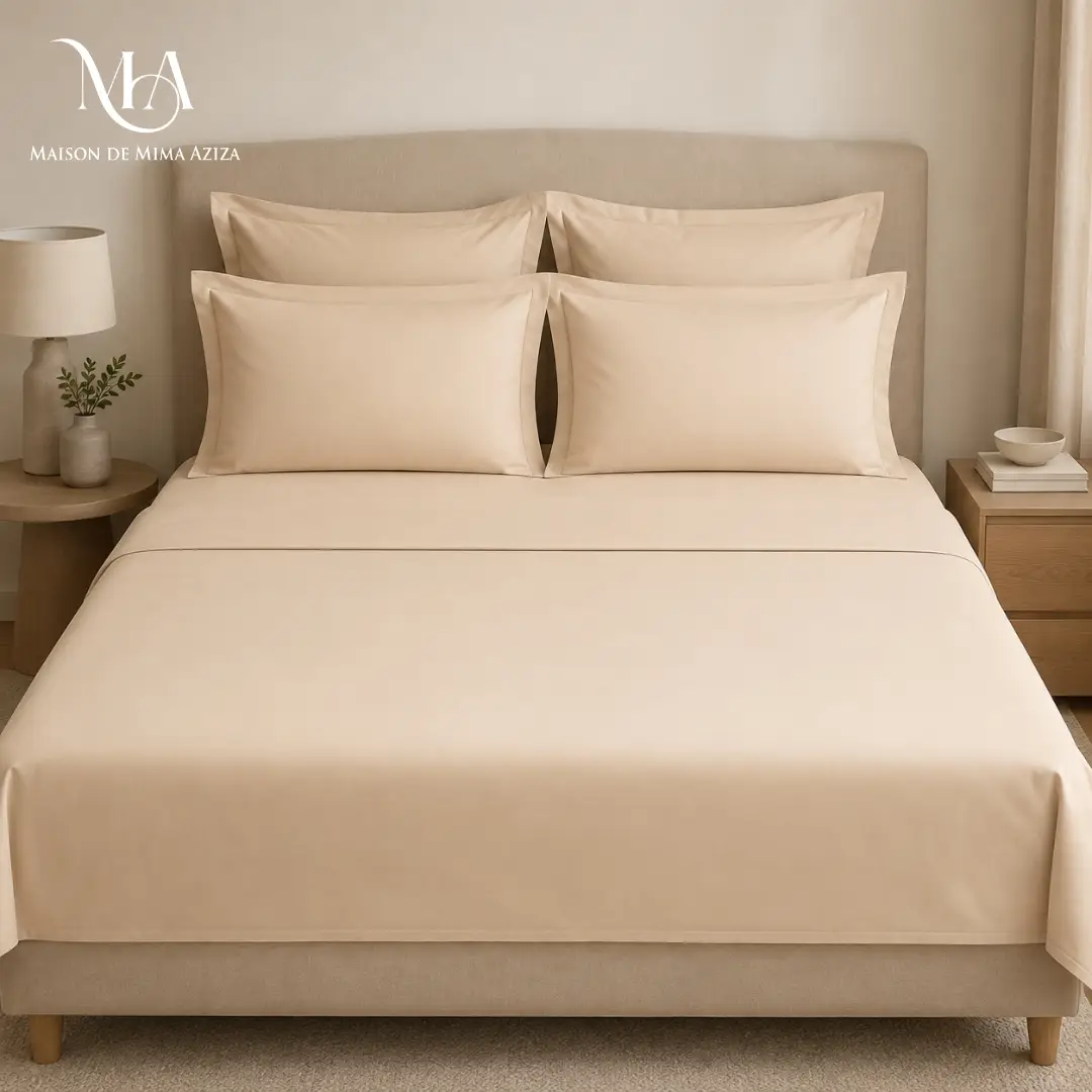 Parure de lit en Poly-Coton Beige