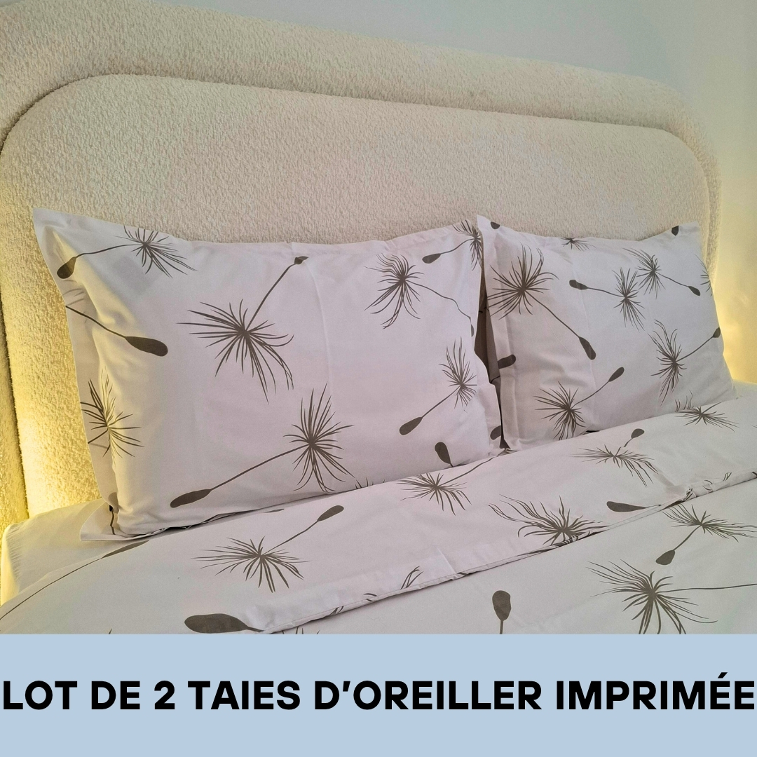 Lot de 2 Taies d'oreiller 100% Coton Imprimé M02031
