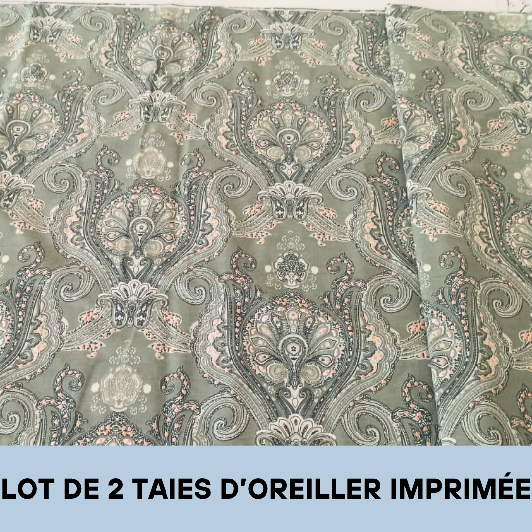 Lot de 2 Taies d'oreiller 100% Coton Imprimé 10778
