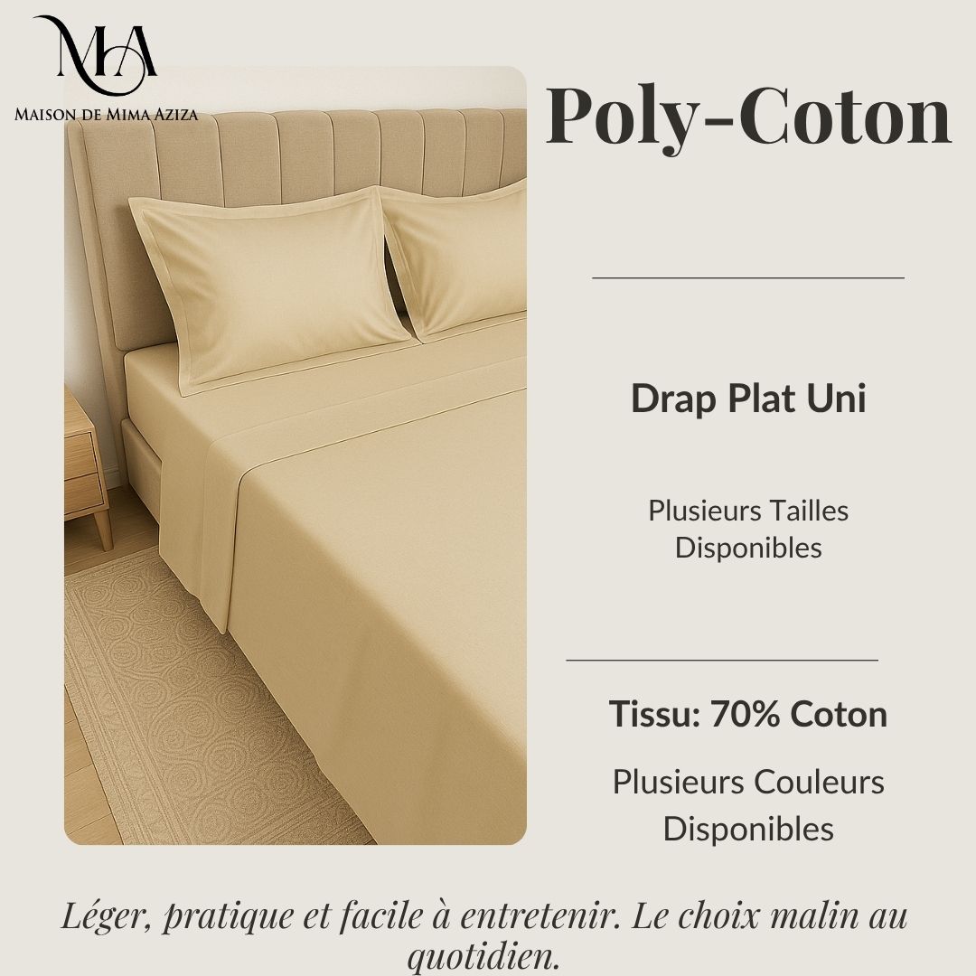 Drap Plat en Poly-Coton (70% Coton - 110GSM)