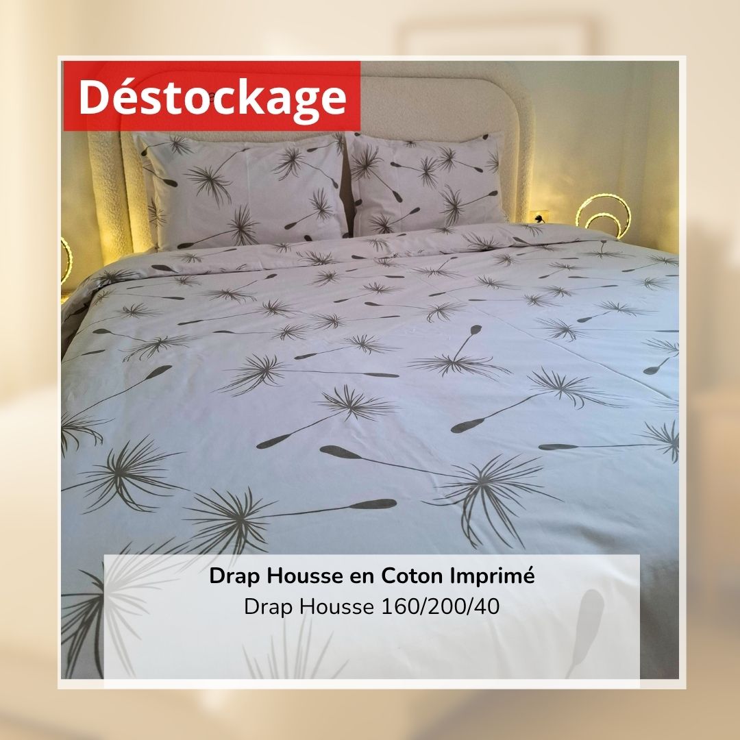 Déstockage! Drap Housse en Coton Imprimé M02031 160/200