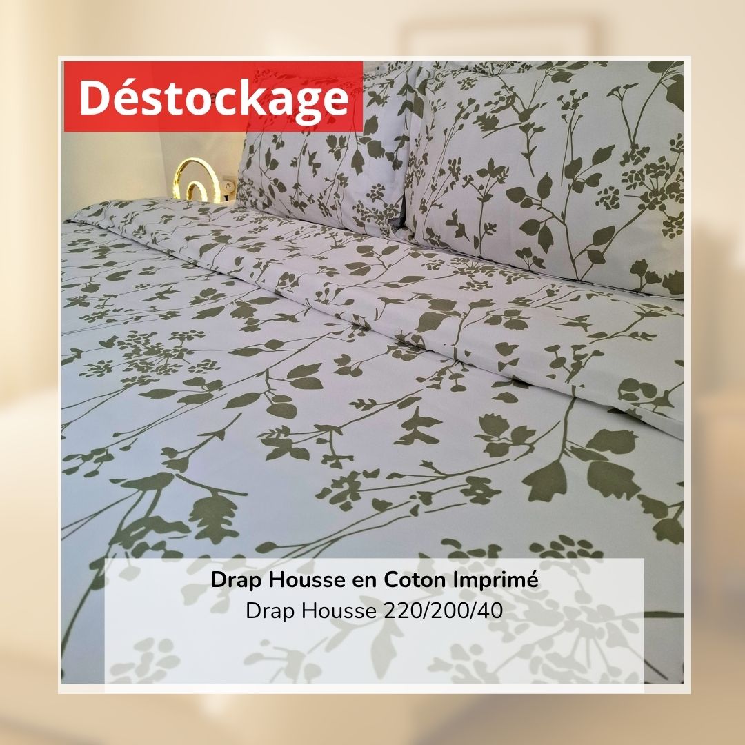 Déstockage! Drap Housse en Coton Imprimé 46513 220/200