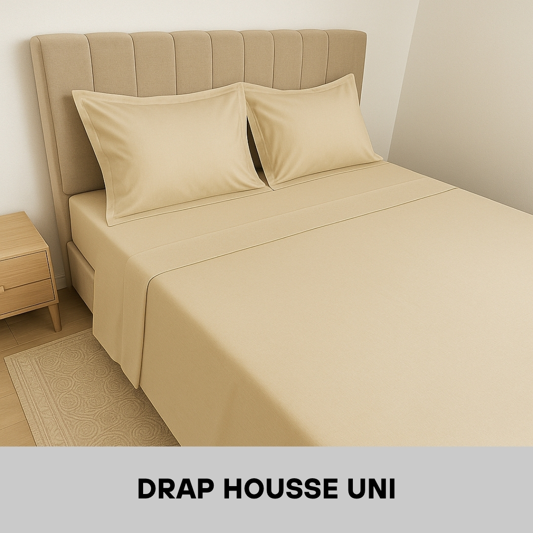 Drap Housse en Coton Beige