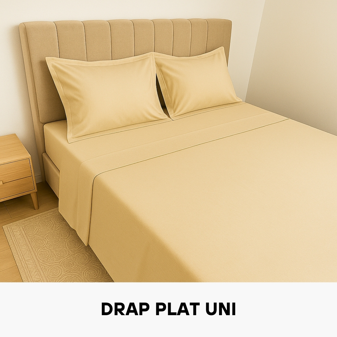 Drap Plat en Coton Beige