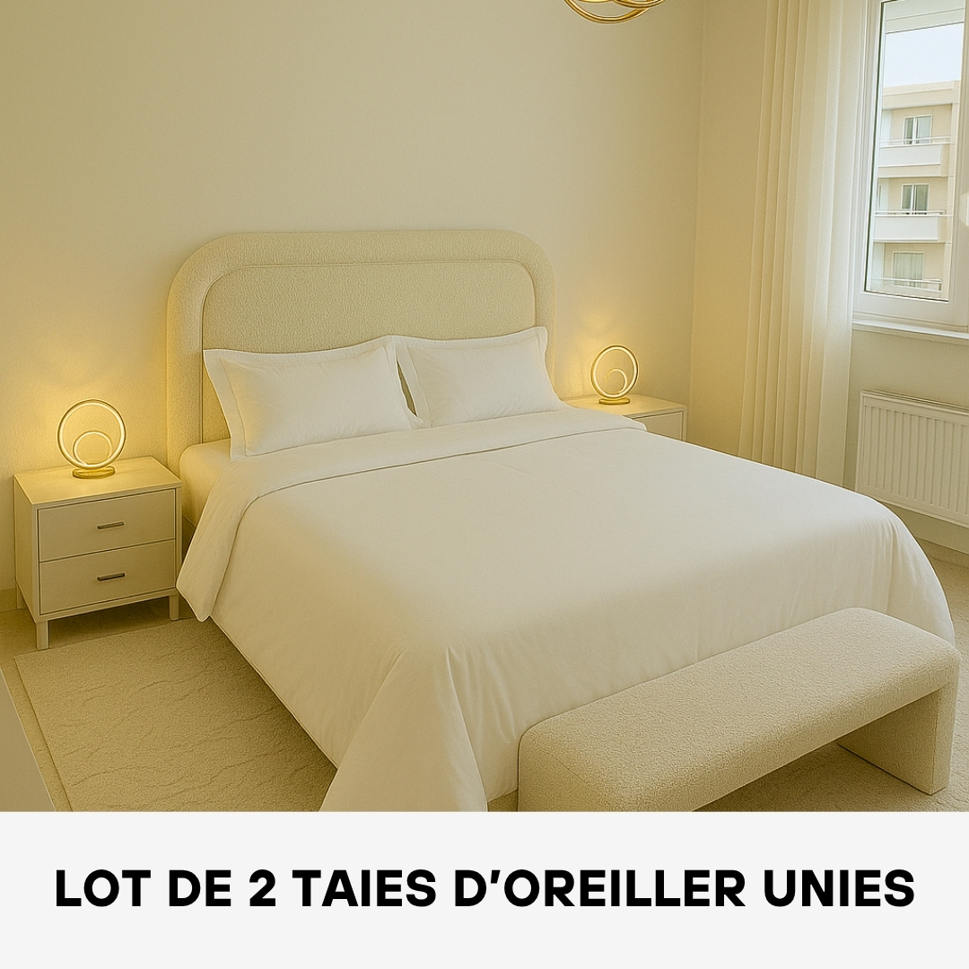 Lot de 2 Taies d'oreiller 100% Coton Blanc
