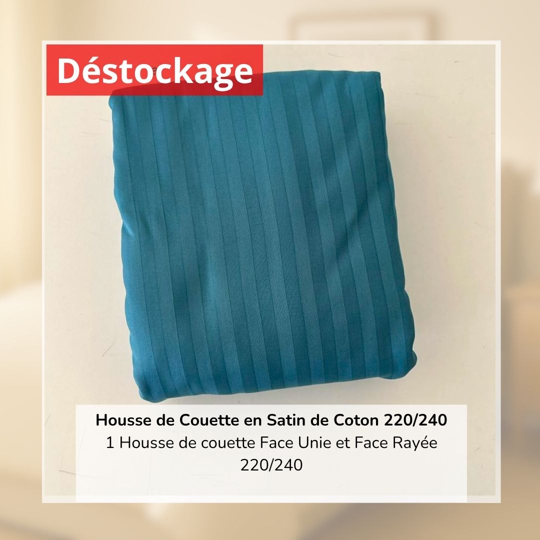 Déstockage! Housse de Couette en Satin de Coton Bleu Vert 220/240