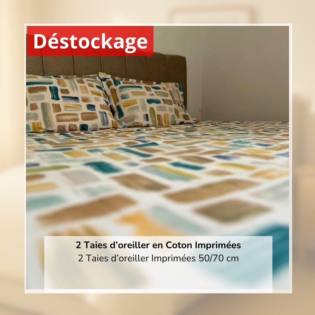Lot de 2 Taies d'oreiller 100% Coton Imprimé 26621-2