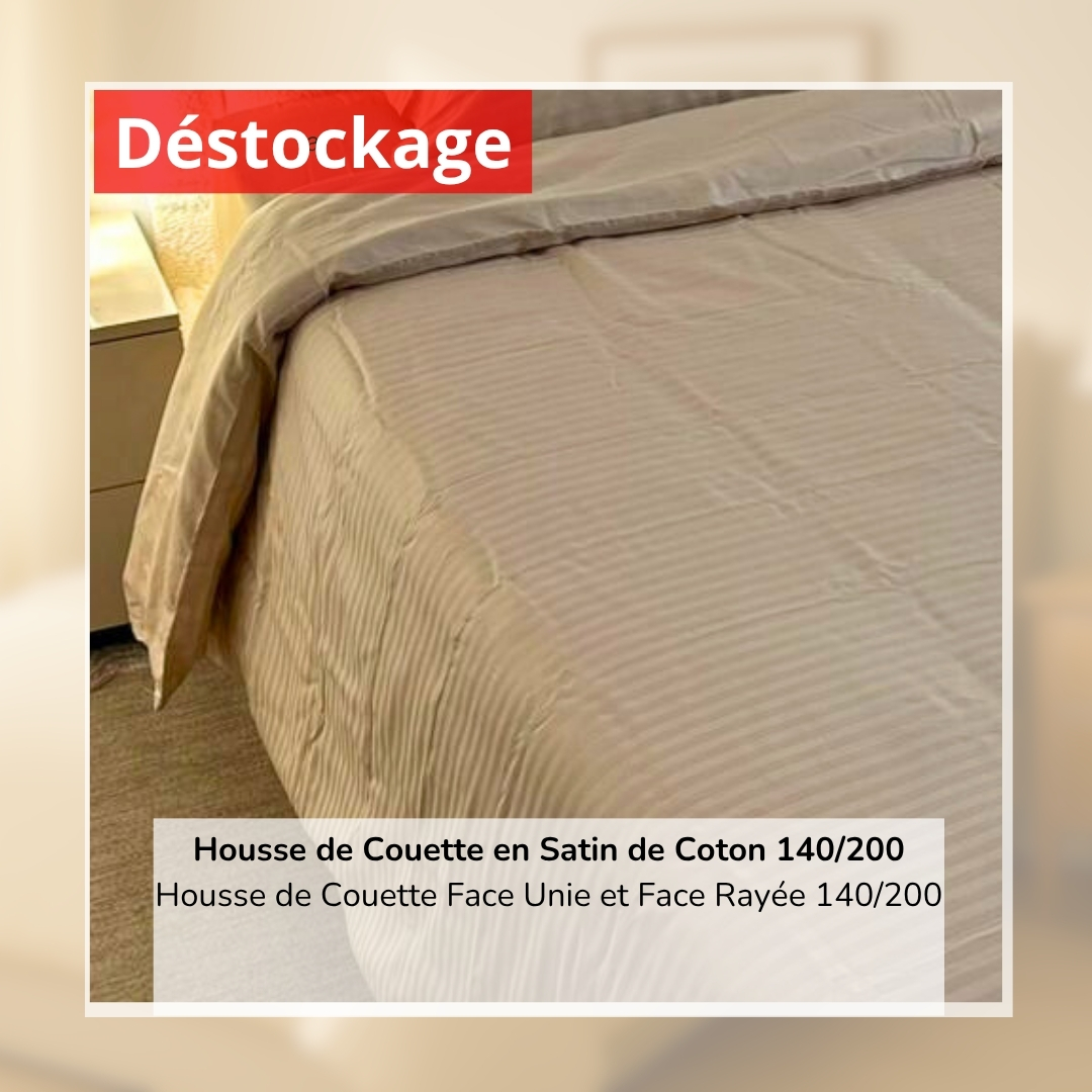Déstockage! Housse de Couette en Satin de Coton Champagne 140/200