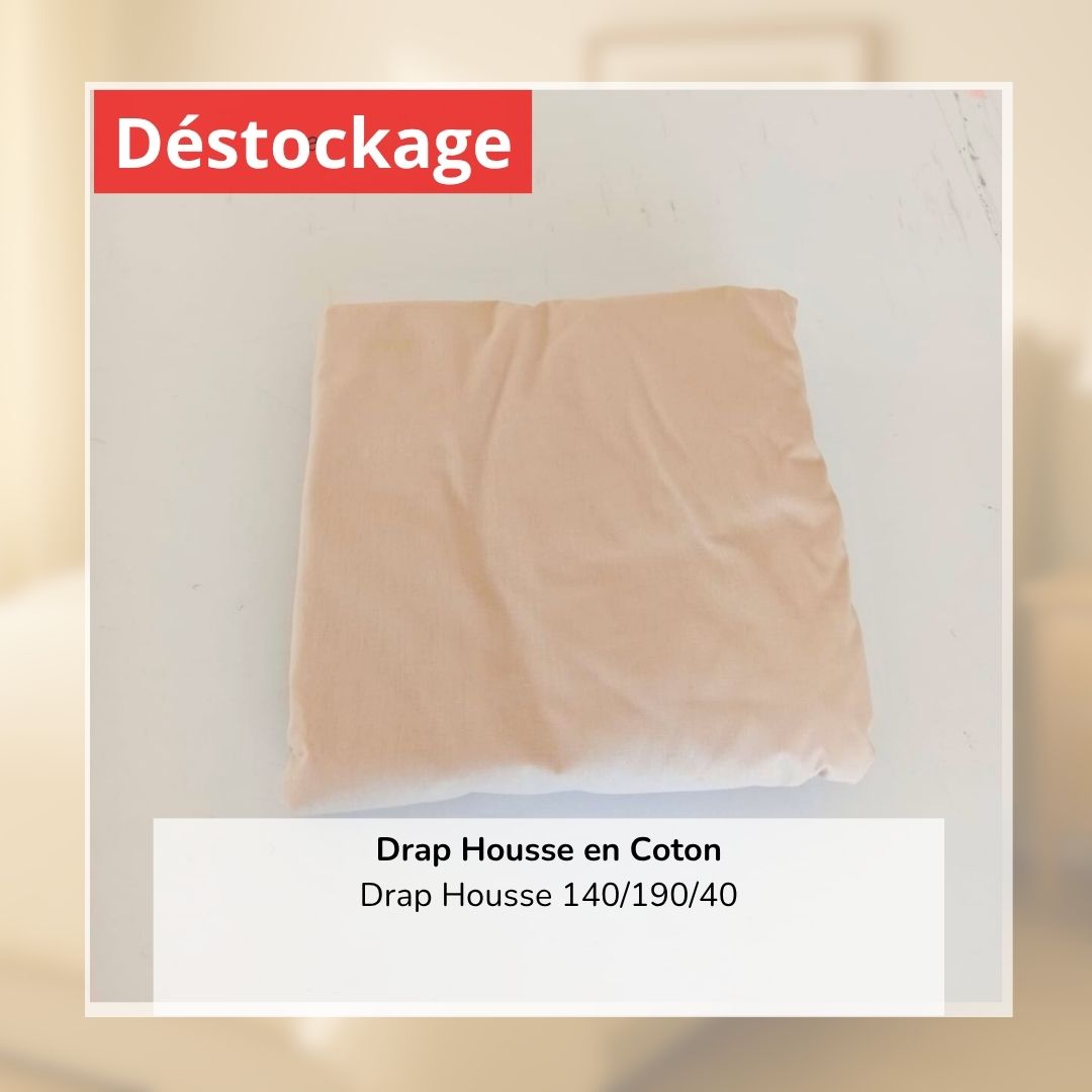 Déstockage! Drap Housse en Coton Beige 140/190