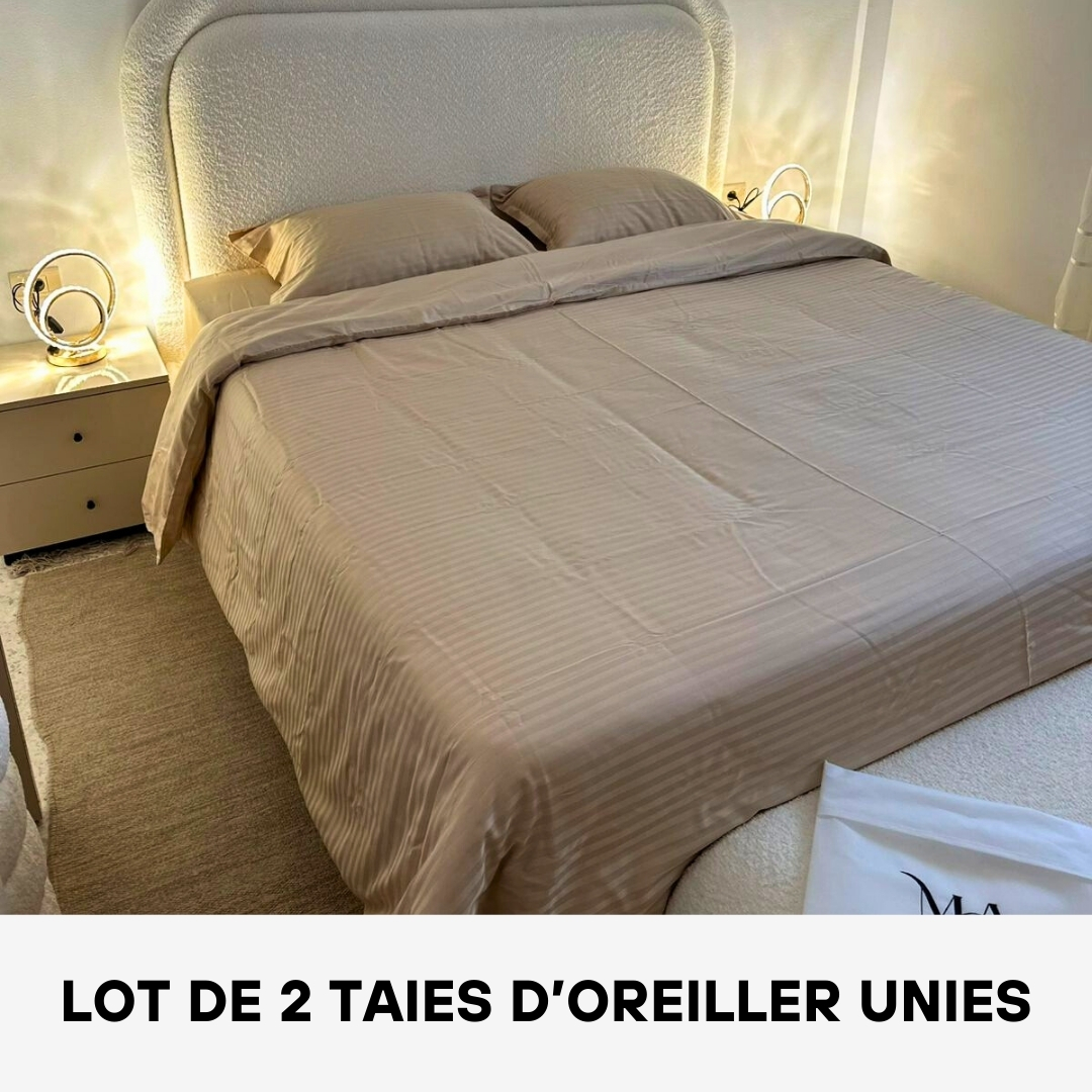 Lot de 2 Taies D'oreiller en Satin de Coton Unies Champagne
