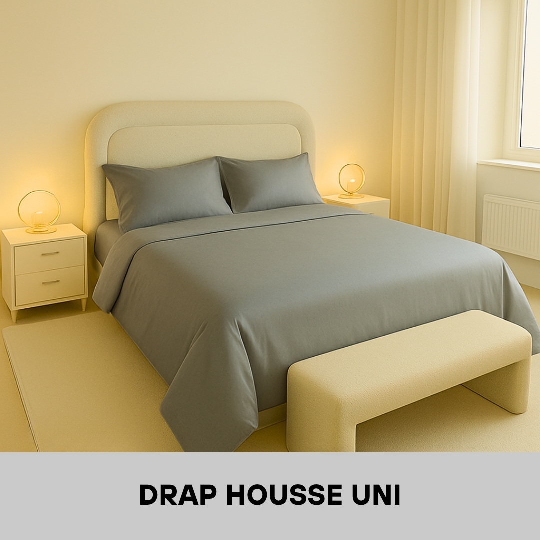 Drap Housse en Coton Gris