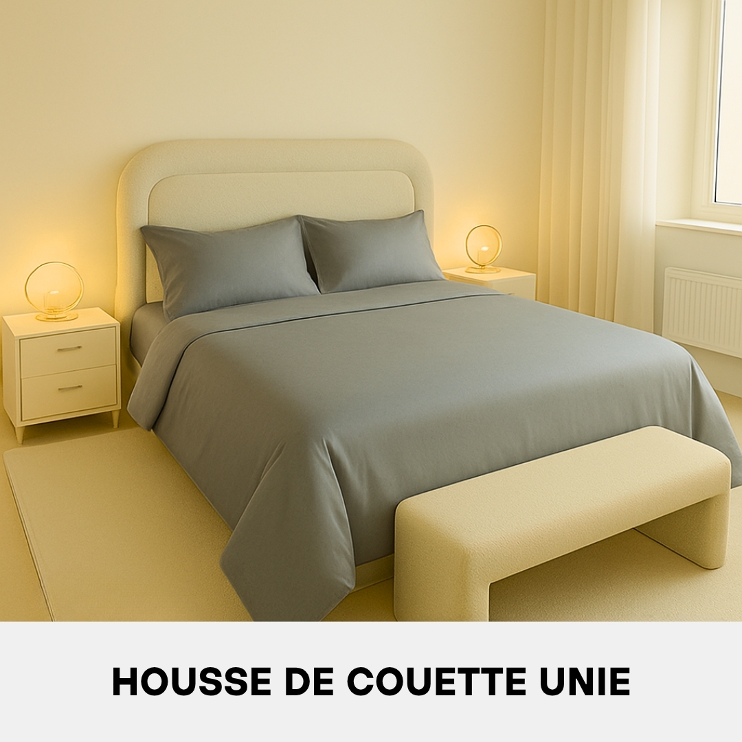 Housse de Couette en Coton Gris
