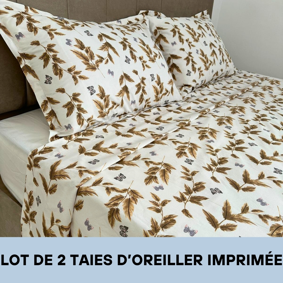 Lot de 2 Taies d'oreiller 100% Coton Imprimé 12687