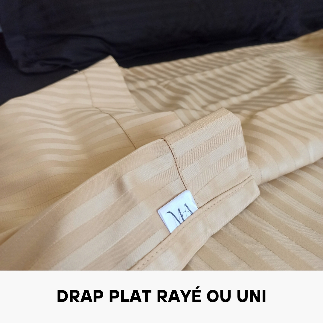 Drap Plat en Satin de Coton Champagne