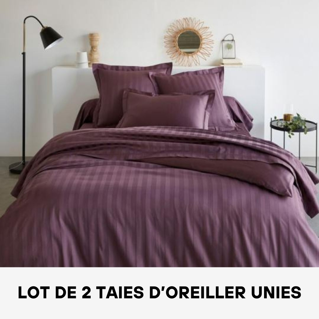 Lot de 2 Taies D'oreiller en Satin de Coton Unies Parme