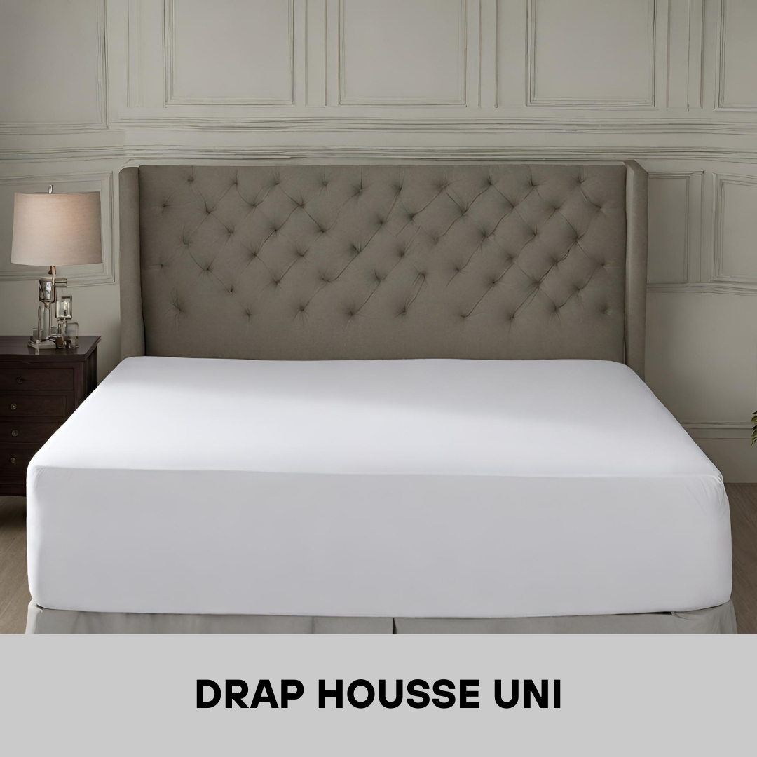 Drap Housse Uni en Satin de Coton Blanc