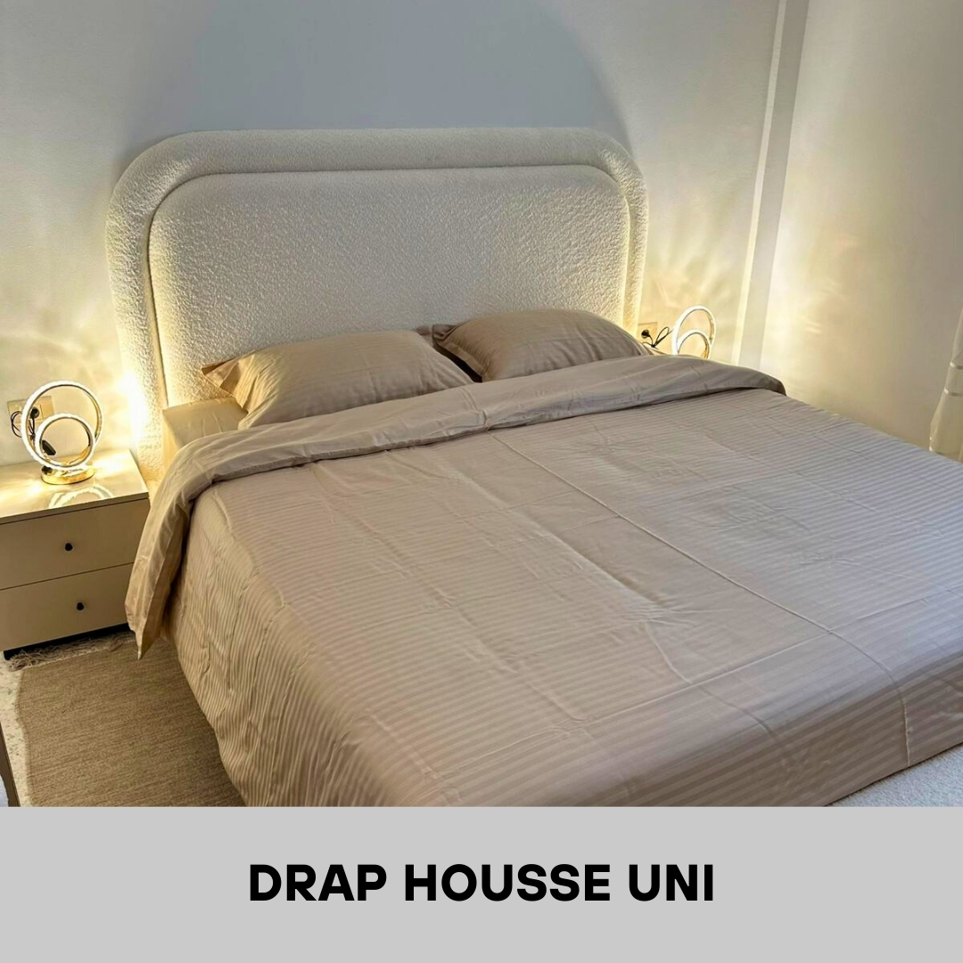 Drap Housse Uni en Satin de Coton Champagne