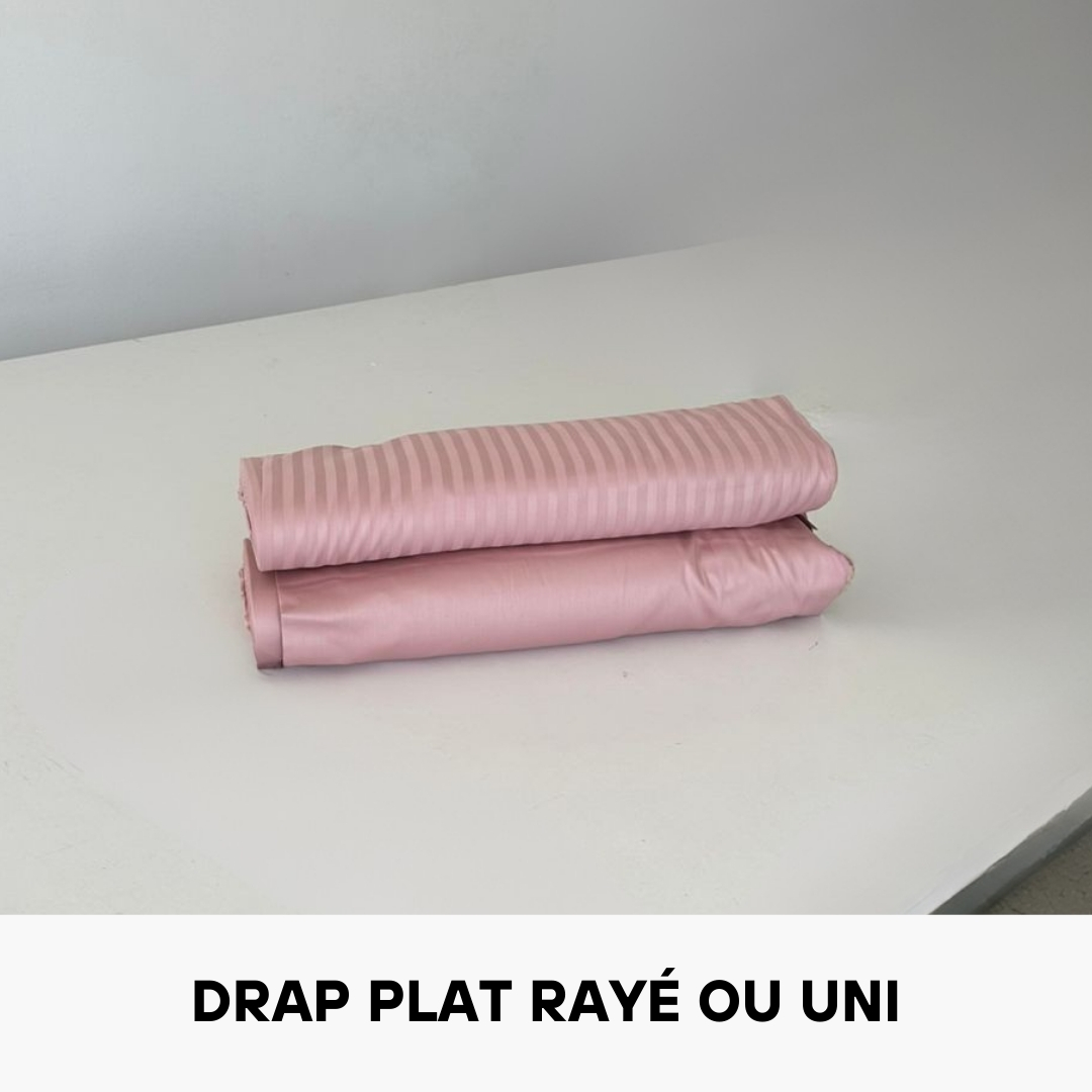 Drap Plat en Satin de Coton Vieux Rose
