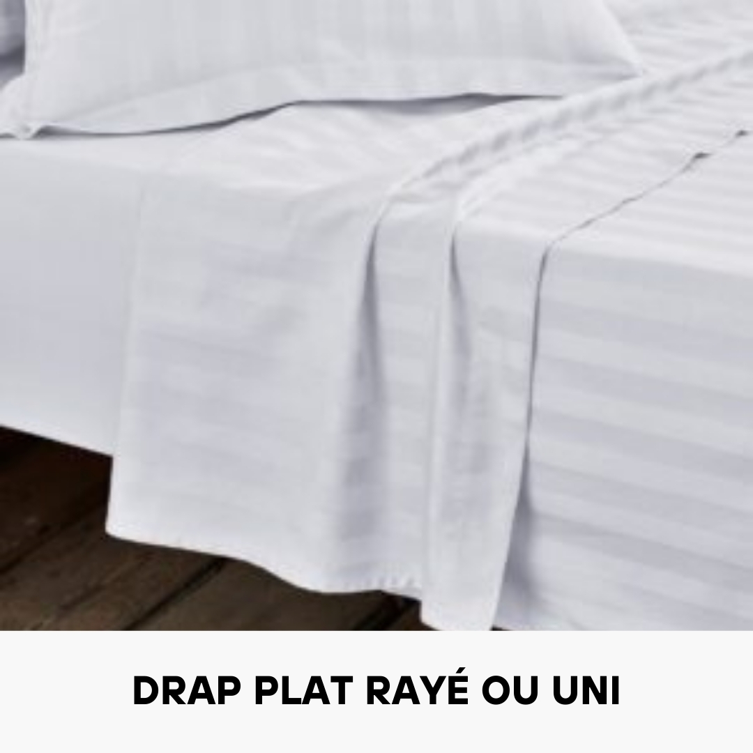 Drap Plat en Satin de Coton Blanc