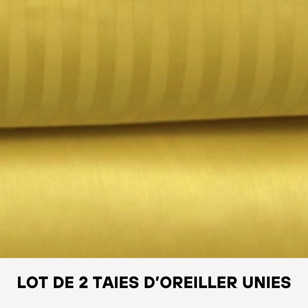 Lot de 2 Taies D'oreiller en Satin de Coton Unies Jaune Moutarde