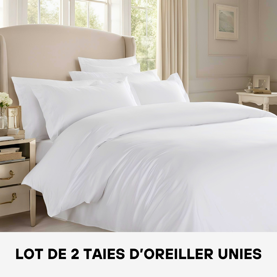 Lot 2 Taies d'oreiller en Poly-Coton 70% Coton Blanc