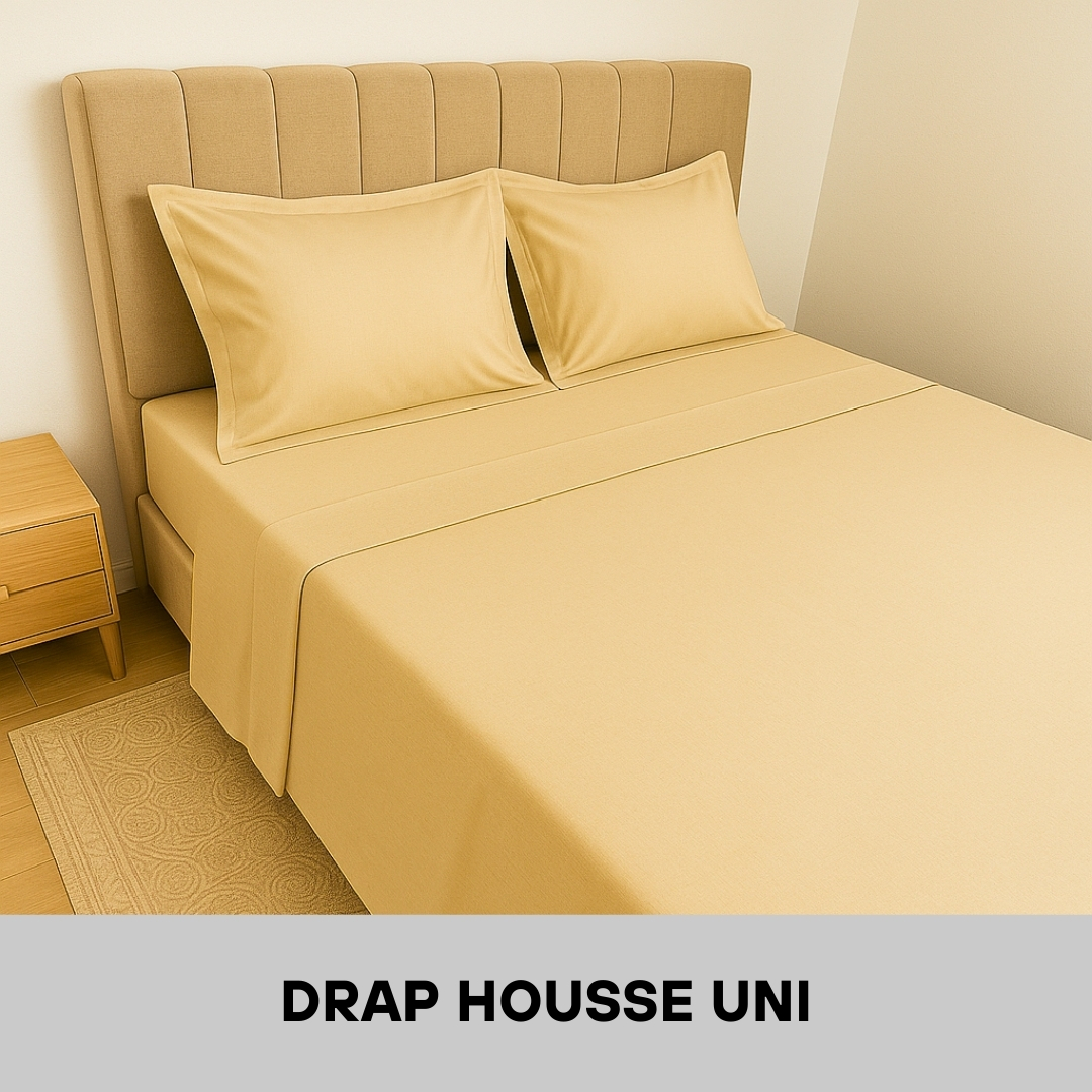 Drap Housse en Poly-Coton 70% Coton Beige