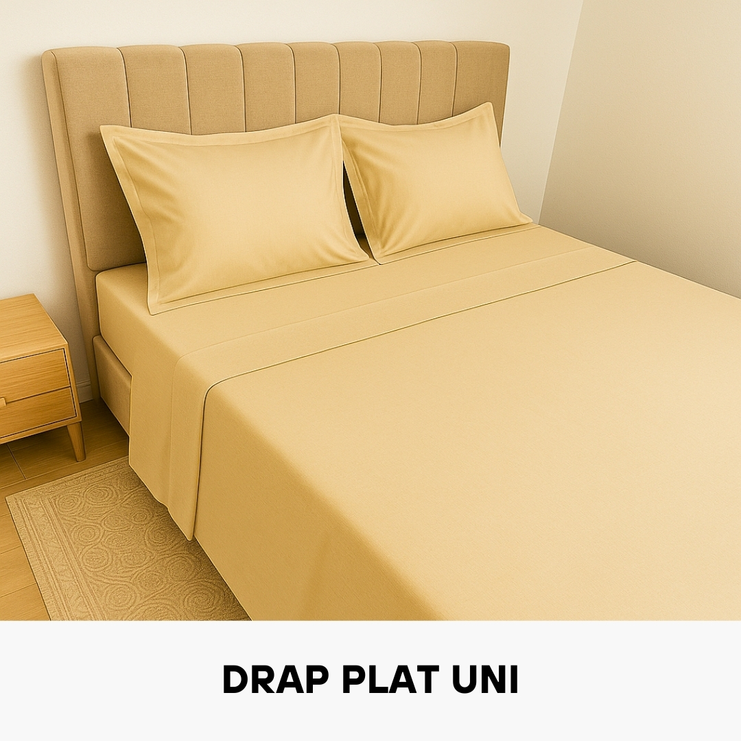 Drap Plat en Poly-Coton 70% Coton Beige