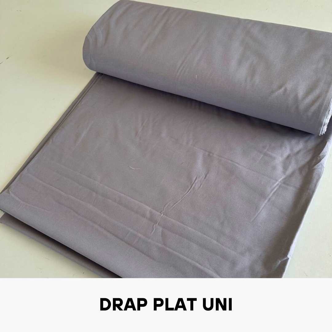 Drap Plat en Poly-Coton 70% Coton Gris
