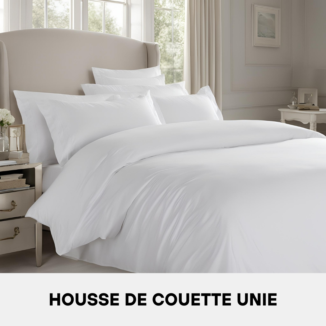 Housse de Couette en Poly-Coton 70% Coton Blanc