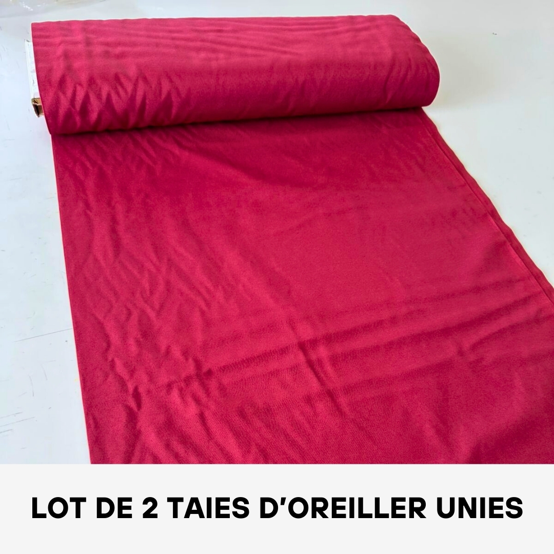 Lot 2 Taies d'oreiller en Poly-Coton 70% Coton Rouge