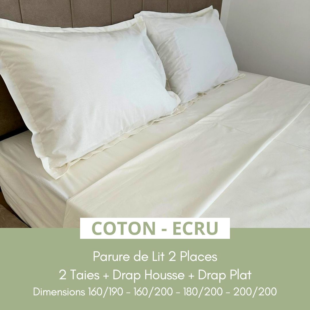 Parure de lit 2 places en Coton – Ecru