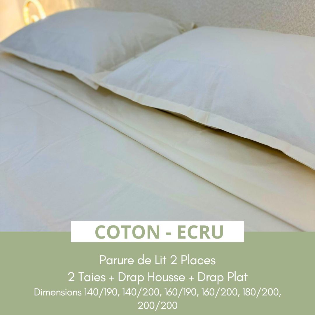 Parure de lit 2 places en Coton – Ecru