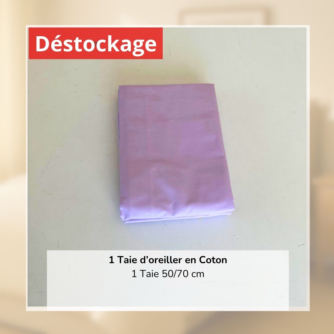 Déstockage! 1 Taie d'oreiller en Coton Lilas 2 (50/70 cm)