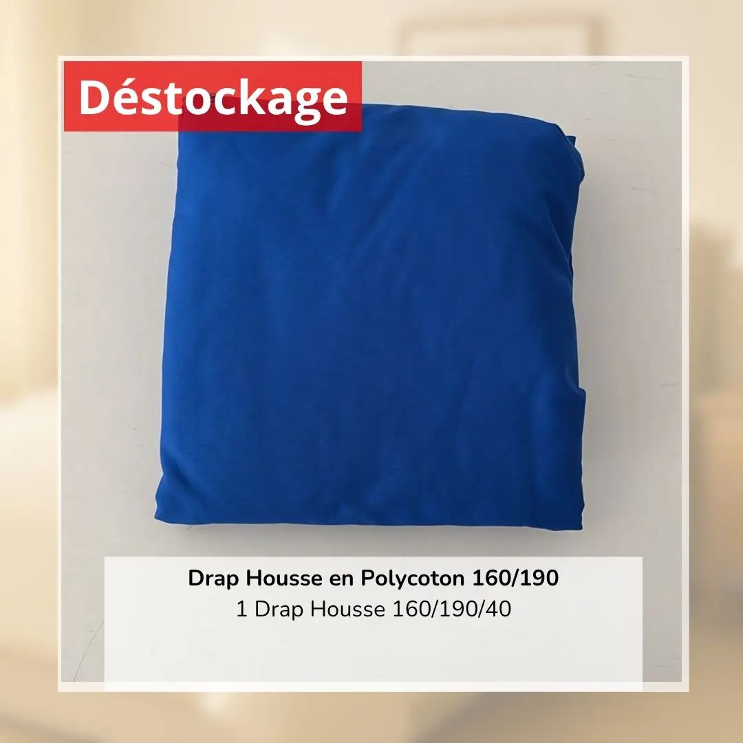 Déstockage! Drap Housse en PolyCoton Bleu Roi 160/190