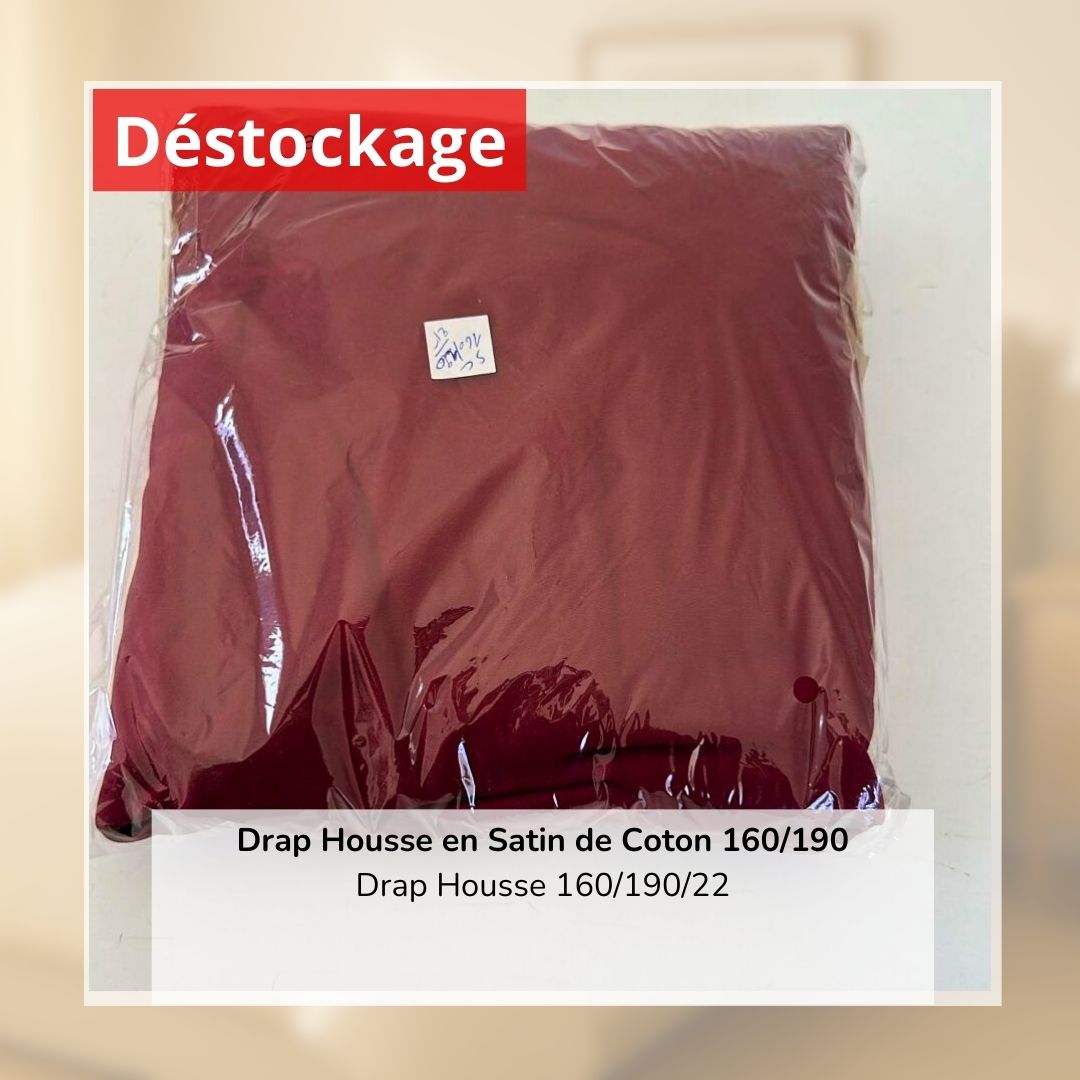 Déstockage! Drap Housse en Satin de Coton Rouge Bordeaux 160/190
