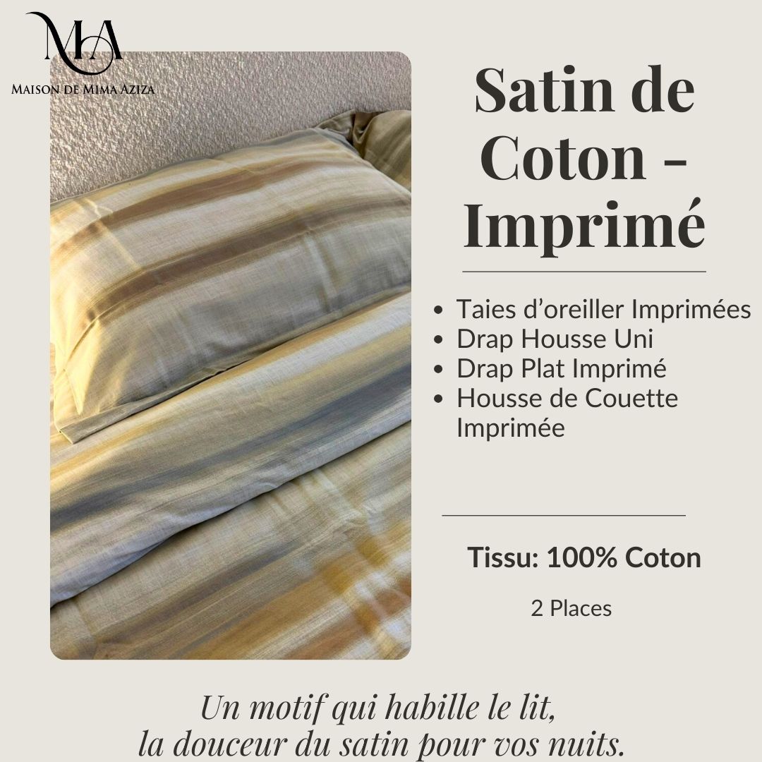 Parure de lit 2 places en Satin de Coton – Imprimé P30036