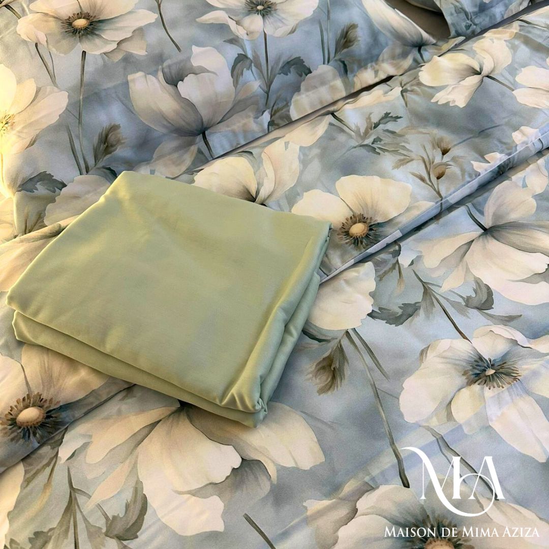 Parure de lit 2 places en Satin de Coton – Imprimé B11251