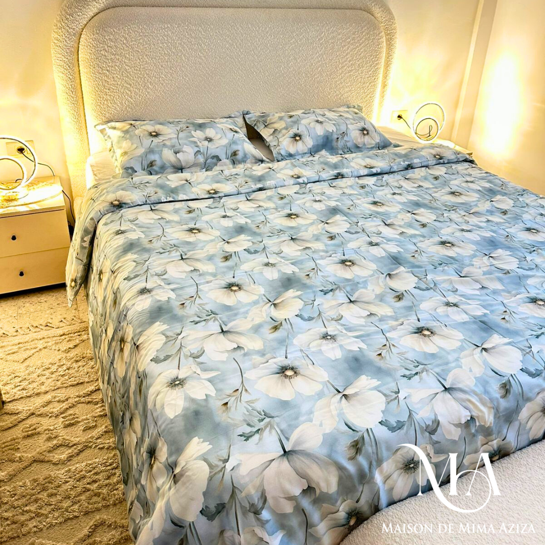 Parure de lit 2 places en Satin de Coton – Imprimé B11251