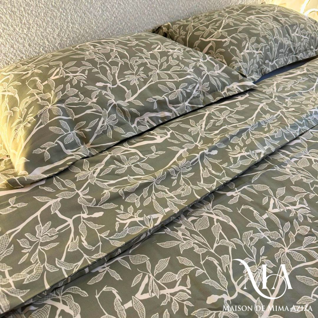Parure de lit 2 places en Satin de Coton – Imprimé V03217