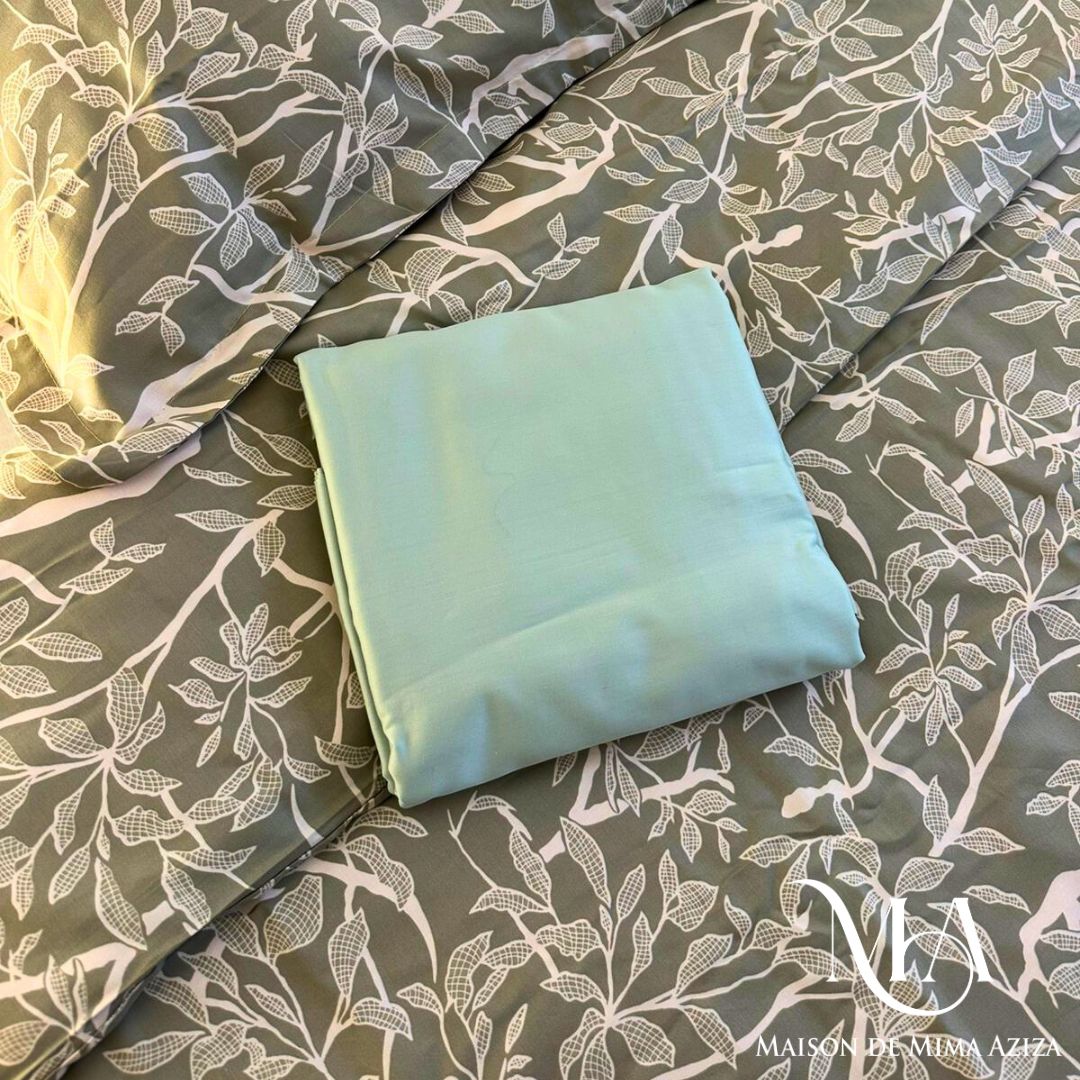 Parure de lit 2 places en Satin de Coton – Imprimé V03217