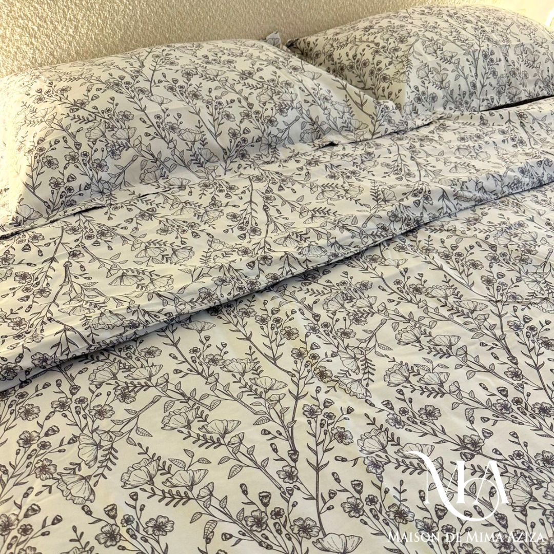 Parure de lit 2 places en Satin de Coton – Imprimé V22125