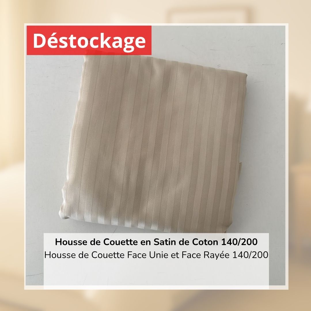 Déstockage! Housse de Couette en Satin de Coton Beige Clair 140/200