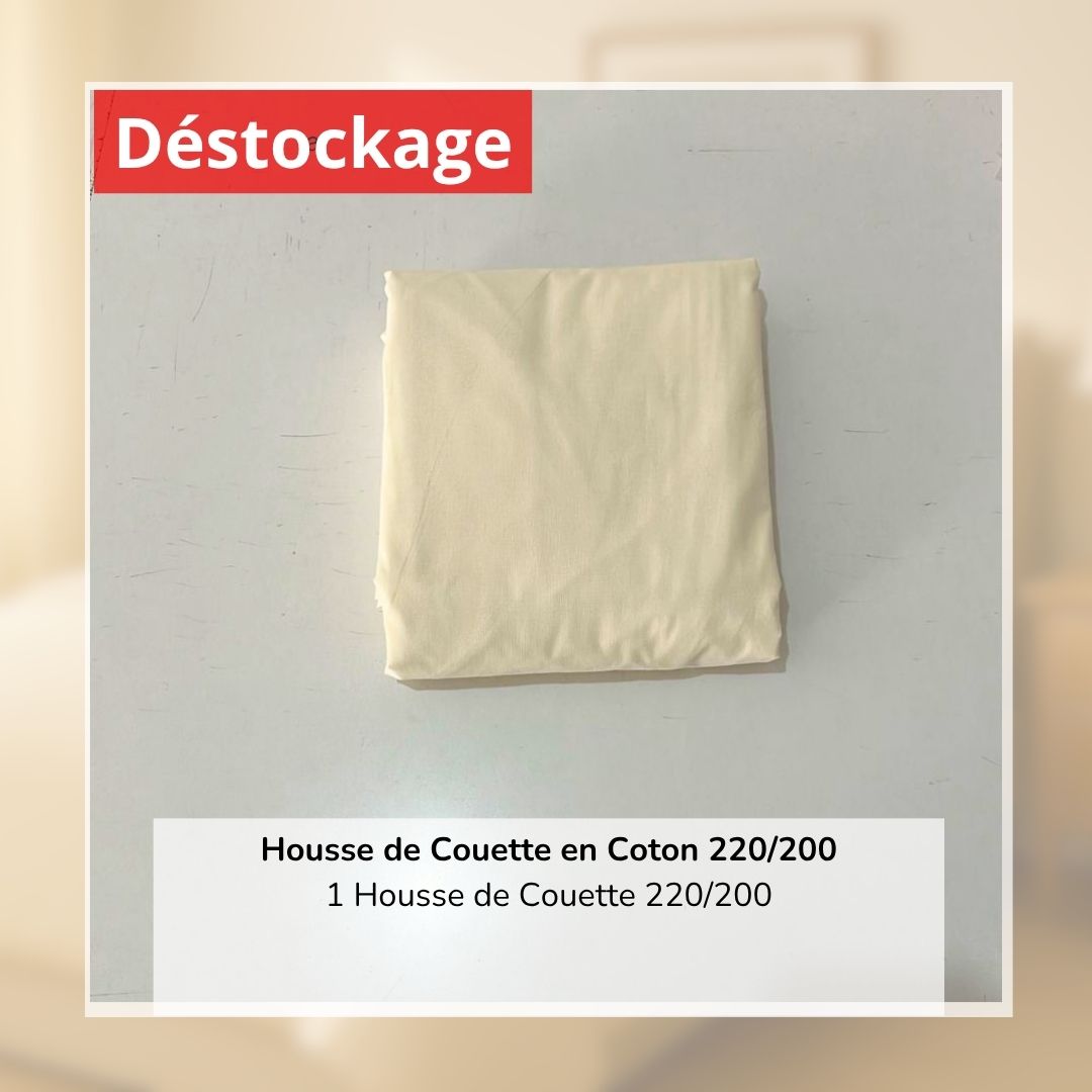 Déstockage! Housse de Couette en Coton Ecru 220/200